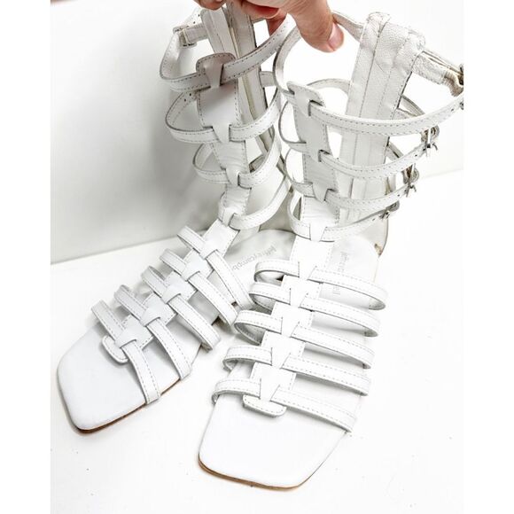 Jeffrey Campbell Shoes Womens Size 6 White Leather Gladiator Sandals - Picture 2 of 9